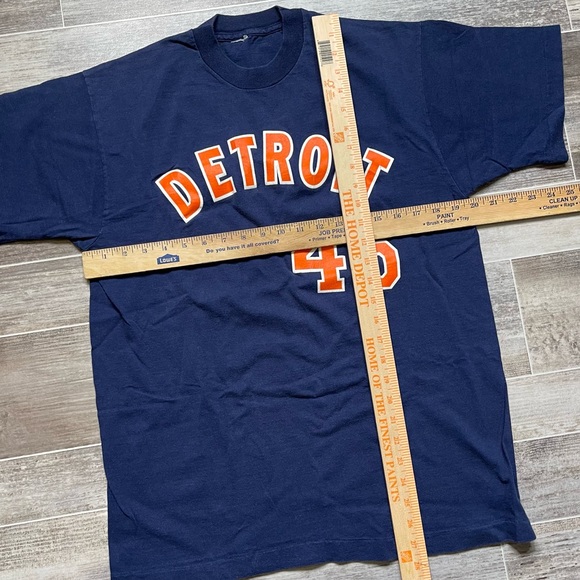 Vintage Detroit Tigers Fielder #45 T Shirt Single Stitch Navy Blue MLB - Picture 6 of 6